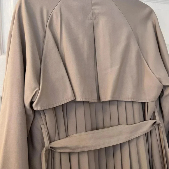 Zara Trench Coat Nude Beige Belted With Pleated Back Size S M - Picture 5 of 8